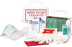 Body Fluid Clean Up Kit, 10 Unit Plastic Box - Biohazard